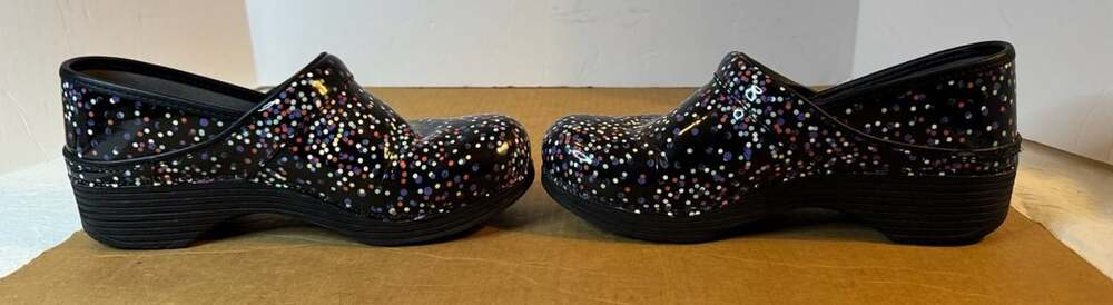 Dansko LT Pro Confetti Patent Leather Clogs Nursing Shoes